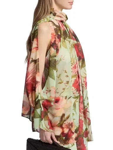 Chiara Boni La Petite Robe Women's Slawa Floral Print Georgette Blouse | Thumbnail 4 Chiara Boni La Petite Robe Women's Slawa Floral Print Georgette Blouse | Thumbnail 4