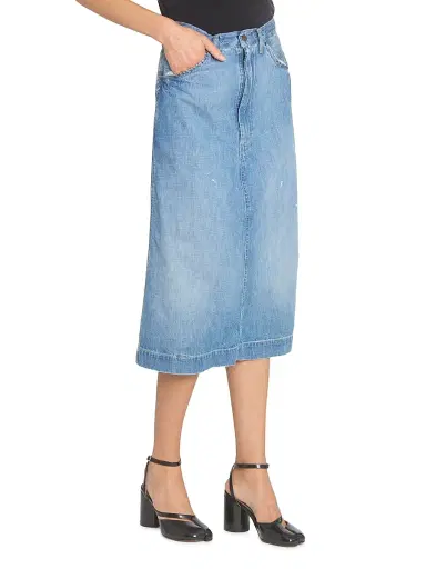 Maison Margiela Women's Distressed Denim Midi-Skirt | Thumbnail 4 Maison Margiela Women's Distressed Denim Midi-Skirt | Thumbnail 4
