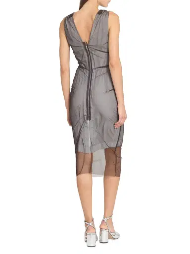 Maison Margiela Women's Mesh Overlay Sheath Midi-Dress - Brown Light Grey | Thumbnail 5 Maison Margiela Women's Mesh Overlay Sheath Midi-Dress - Brown Light Grey | Thumbnail 5