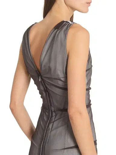 Maison Margiela Women's Mesh Overlay Sheath Midi-Dress - Brown Light Grey | Thumbnail 6 Maison Margiela Women's Mesh Overlay Sheath Midi-Dress - Brown Light Grey | Thumbnail 6