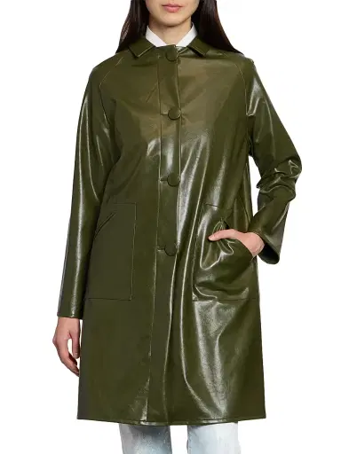 MM6 MAISON MARGIELA Women's Faux Leather Coat - Forest Green - Size 8 | Thumbnail 3 MM6 MAISON MARGIELA Women's Faux Leather Coat - Forest Green - Size 8 | Thumbnail 3
