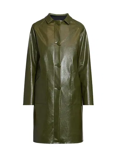 MM6 MAISON MARGIELA Women's Faux Leather Coat - Forest Green - Size 8 | Thumbnail 1 MM6 MAISON MARGIELA Women's Faux Leather Coat - Forest Green - Size 8 | Thumbnail 1