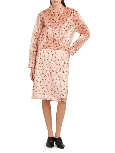 Jil Sander Women's Floral Organza Knee-Length Skirt - Pink Salt | Thumbnail 2 Jil Sander Women's Floral Organza Knee-Length Skirt - Pink Salt | Thumbnail 2