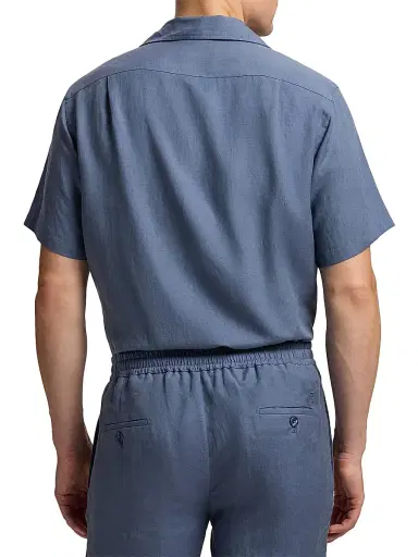 Ralph Lauren Purple Label Men's Silk-Linen Camp Shirt - Vintage Indigo | Thumbnail 5 Ralph Lauren Purple Label Men's Silk-Linen Camp Shirt - Vintage Indigo | Thumbnail 5