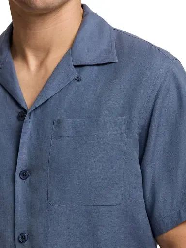 Ralph Lauren Purple Label Men's Silk-Linen Camp Shirt - Vintage Indigo | Thumbnail 6 Ralph Lauren Purple Label Men's Silk-Linen Camp Shirt - Vintage Indigo | Thumbnail 6