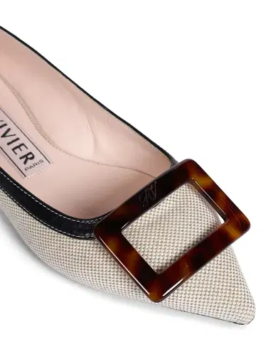 Roger Vivier Women's Gommettine Cotton-Leather Ballerina Flats - Black Natural | Thumbnail 5 Roger Vivier Women's Gommettine Cotton-Leather Ballerina Flats - Black Natural | Thumbnail 5
