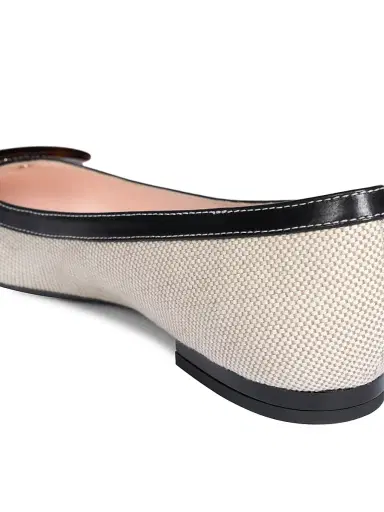 Roger Vivier Women's Gommettine Cotton-Leather Ballerina Flats - Black Natural | Thumbnail 6 Roger Vivier Women's Gommettine Cotton-Leather Ballerina Flats - Black Natural | Thumbnail 6