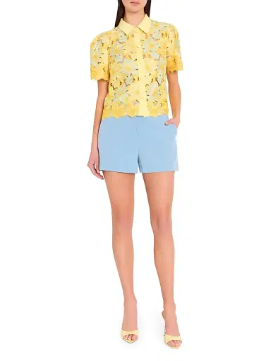 Milly Women's Addison Floral Lace Shirt - Yellow Multi | Thumbnail 2 Milly Women's Addison Floral Lace Shirt - Yellow Multi | Thumbnail 2