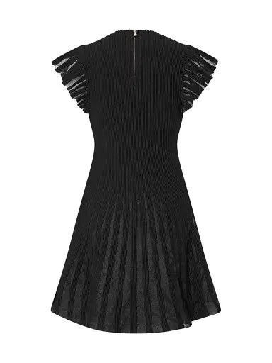 Milly Women's Sheer Flutter-Sleeve Minidress - Black | Thumbnail 3 Milly Women's Sheer Flutter-Sleeve Minidress - Black | Thumbnail 3
