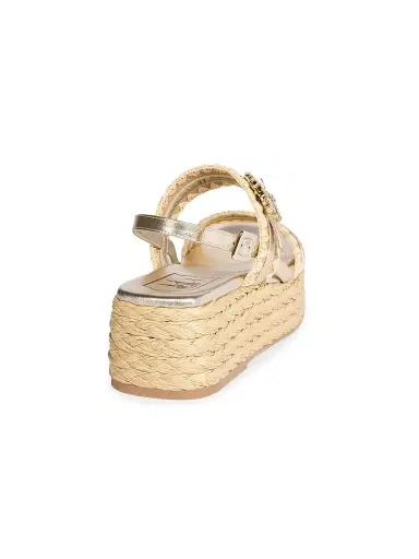 Roger Vivier Women's Summer Strass 60MM Leather-Raffia Espadrille Sandals - Crema Chiaro Oro - Size 11 | Thumbnail 3 Roger Vivier Women's Summer Strass 60MM Leather-Raffia Espadrille Sandals - Crema Chiaro Oro - Size 11 | Thumbnail 3