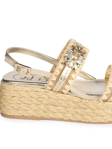 Roger Vivier Women's Summer Strass 60MM Leather-Raffia Espadrille Sandals - Crema Chiaro Oro - Size 11 | Thumbnail 6 Roger Vivier Women's Summer Strass 60MM Leather-Raffia Espadrille Sandals - Crema Chiaro Oro - Size 11 | Thumbnail 6