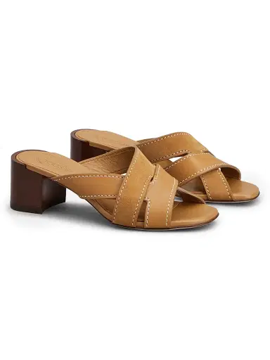 Tod's Women's 55MM Leather Block Heel Sandals - Biscotto Chiaro | Thumbnail 2 Tod's Women's 55MM Leather Block Heel Sandals - Biscotto Chiaro | Thumbnail 2