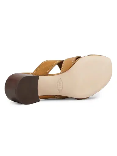 Tod's Women's 55MM Leather Block Heel Sandals - Biscotto Chiaro | Thumbnail 4 Tod's Women's 55MM Leather Block Heel Sandals - Biscotto Chiaro | Thumbnail 4
