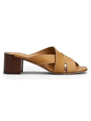 Tod's Women's 55MM Leather Block Heel Sandals - Biscotto Chiaro | Thumbnail 1 Tod's Women's 55MM Leather Block Heel Sandals - Biscotto Chiaro | Thumbnail 1
