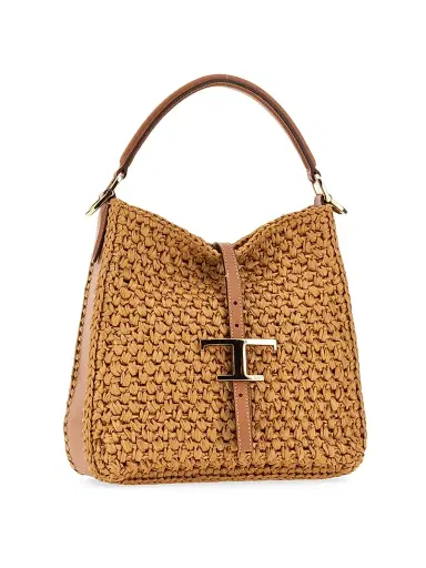 Tod's Women's T Timeless Mini Raffia Bucket Bag - Beige | Thumbnail 2 Tod's Women's T Timeless Mini Raffia Bucket Bag - Beige | Thumbnail 2