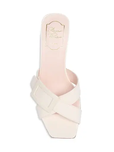 Roger Vivier Women's BV Cross Tonal 45MM Leather Mules - Cire | Thumbnail 4 Roger Vivier Women's BV Cross Tonal 45MM Leather Mules - Cire | Thumbnail 4