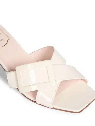 Roger Vivier Women's BV Cross Tonal 45MM Leather Mules - Cire | Thumbnail 5 Roger Vivier Women's BV Cross Tonal 45MM Leather Mules - Cire | Thumbnail 5