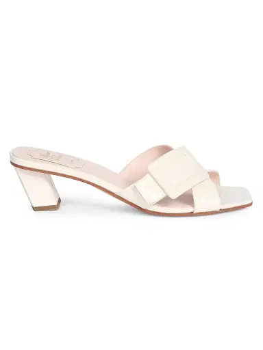 Roger Vivier Women's BV Cross Tonal 45MM Leather Mules - Cire | Thumbnail 1 Roger Vivier Women's BV Cross Tonal 45MM Leather Mules - Cire | Thumbnail 1