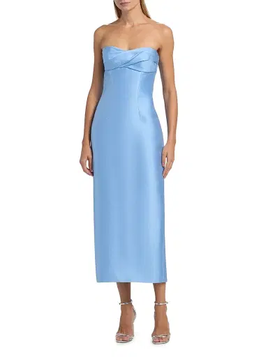 MONIQUE LHUILLIER Women's Mikado Strapless Cocktail Dress - Bluebelle - Size 10 | Thumbnail 3 MONIQUE LHUILLIER Women's Mikado Strapless Cocktail Dress - Bluebelle - Size 10 | Thumbnail 3
