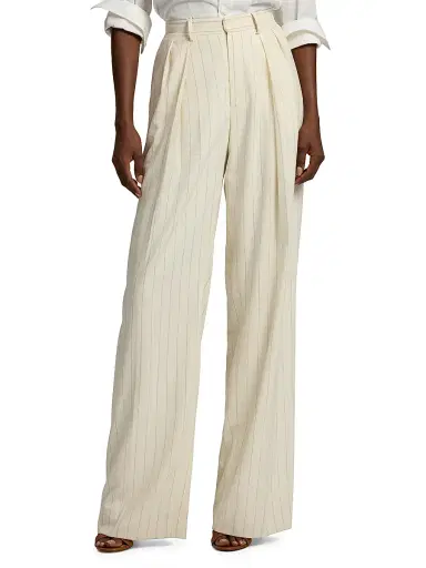 Ralph Lauren Collection Women's Jody Striped Wool Straight-Leg Pants - Cream Icon Navy - Size 8 | Thumbnail 3 Ralph Lauren Collection Women's Jody Striped Wool Straight-Leg Pants - Cream Icon Navy - Size 8 | Thumbnail 3