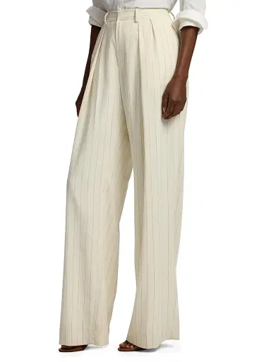 Ralph Lauren Collection Women's Jody Striped Wool Straight-Leg Pants - Cream Icon Navy - Size 8 | Thumbnail 4 Ralph Lauren Collection Women's Jody Striped Wool Straight-Leg Pants - Cream Icon Navy - Size 8 | Thumbnail 4