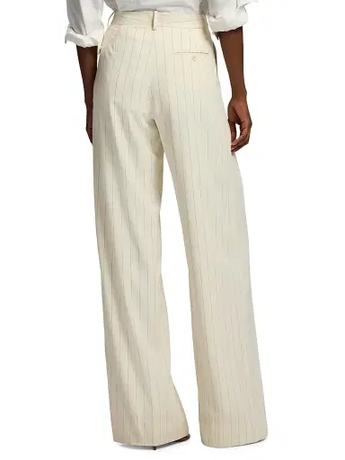 Ralph Lauren Collection Women's Jody Striped Wool Straight-Leg Pants - Cream Icon Navy - Size 8 | Thumbnail 5 Ralph Lauren Collection Women's Jody Striped Wool Straight-Leg Pants - Cream Icon Navy - Size 8 | Thumbnail 5