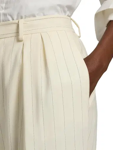 Ralph Lauren Collection Women's Jody Striped Wool Straight-Leg Pants - Cream Icon Navy - Size 8 | Thumbnail 6 Ralph Lauren Collection Women's Jody Striped Wool Straight-Leg Pants - Cream Icon Navy - Size 8 | Thumbnail 6