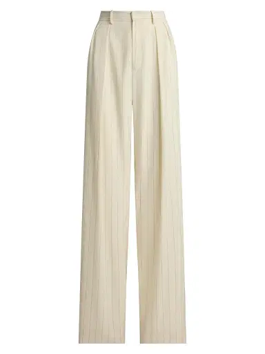Ralph Lauren Collection Women's Jody Striped Wool Straight-Leg Pants - Cream Icon Navy - Size 8 | Thumbnail 1 Ralph Lauren Collection Women's Jody Striped Wool Straight-Leg Pants - Cream Icon Navy - Size 8 | Thumbnail 1