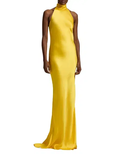 Ralph Lauren Collection Women's Chilton Stretch-Satin Column Gown - Racing Yellow | Thumbnail 2 Ralph Lauren Collection Women's Chilton Stretch-Satin Column Gown - Racing Yellow | Thumbnail 2