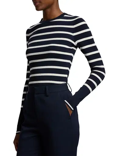 Ralph Lauren Collection Women's Striped Stretch-Silk Sweater | Thumbnail 3 Ralph Lauren Collection Women's Striped Stretch-Silk Sweater | Thumbnail 3