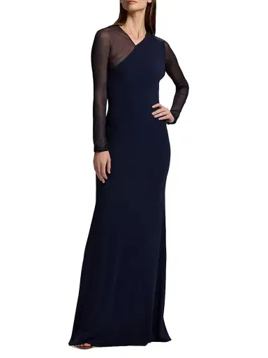 Ralph Lauren Collection Women's Brynn Sheer Sleeve Column Gown | Thumbnail 3 Ralph Lauren Collection Women's Brynn Sheer Sleeve Column Gown | Thumbnail 3