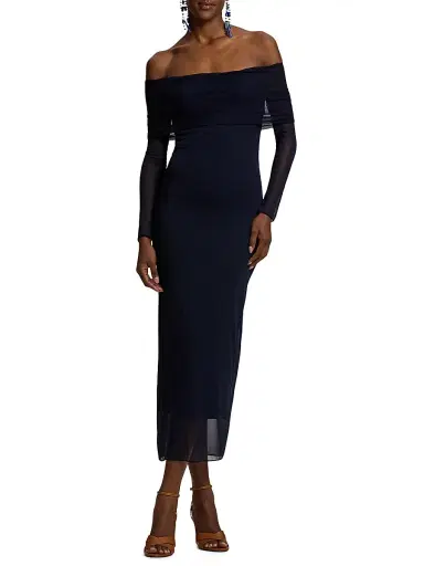 Ralph Lauren Collection Women's Audria Mesh Jersey Sheath Midi-Dress | Thumbnail 2 Ralph Lauren Collection Women's Audria Mesh Jersey Sheath Midi-Dress | Thumbnail 2