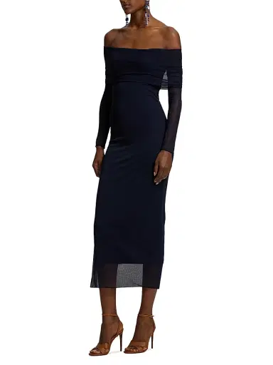 Ralph Lauren Collection Women's Audria Mesh Jersey Sheath Midi-Dress | Thumbnail 3 Ralph Lauren Collection Women's Audria Mesh Jersey Sheath Midi-Dress | Thumbnail 3