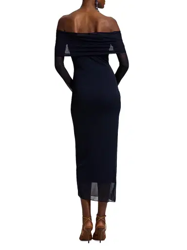 Ralph Lauren Collection Women's Audria Mesh Jersey Sheath Midi-Dress | Thumbnail 4 Ralph Lauren Collection Women's Audria Mesh Jersey Sheath Midi-Dress | Thumbnail 4