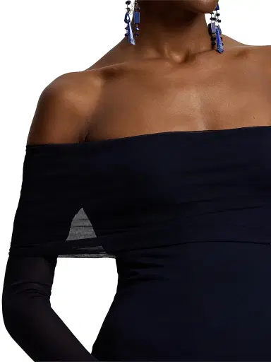 Ralph Lauren Collection Women's Audria Mesh Jersey Sheath Midi-Dress | Thumbnail 5 Ralph Lauren Collection Women's Audria Mesh Jersey Sheath Midi-Dress | Thumbnail 5