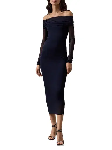 Ralph Lauren Collection Women's Audria Mesh Jersey Sheath Midi-Dress | Thumbnail 6 Ralph Lauren Collection Women's Audria Mesh Jersey Sheath Midi-Dress | Thumbnail 6