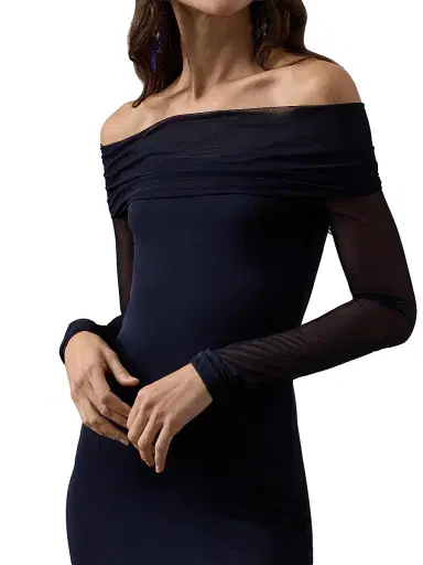 Ralph Lauren Collection Women's Audria Mesh Jersey Sheath Midi-Dress | Thumbnail 8 Ralph Lauren Collection Women's Audria Mesh Jersey Sheath Midi-Dress | Thumbnail 8