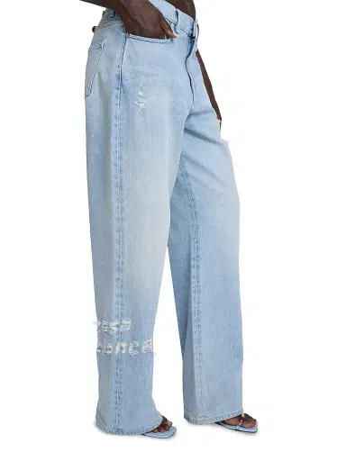 Casablanca Women's Hotfix Distressed Logo Baggy Jeans | Thumbnail 6 Casablanca Women's Hotfix Distressed Logo Baggy Jeans | Thumbnail 6