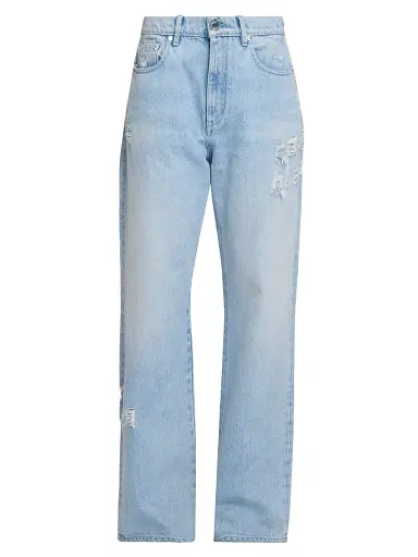 Casablanca Women's Hotfix Distressed Logo Baggy Jeans | Thumbnail 1 Casablanca Women's Hotfix Distressed Logo Baggy Jeans | Thumbnail 1