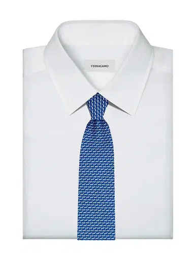 Ferragamo Men's Bubu Dachshunds Silk Tie - Blue | Thumbnail 2 Ferragamo Men's Bubu Dachshunds Silk Tie - Blue | Thumbnail 2