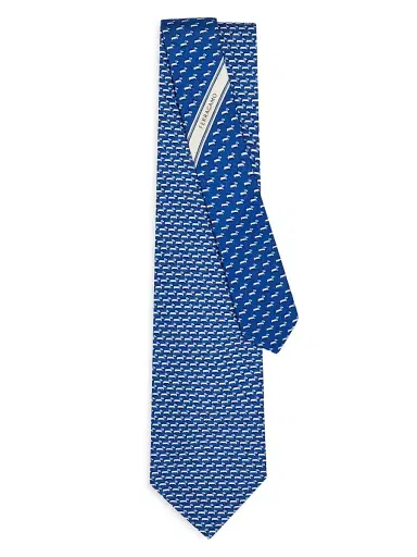 Ferragamo Men's Bubu Dachshunds Silk Tie - Blue | Thumbnail 3 Ferragamo Men's Bubu Dachshunds Silk Tie - Blue | Thumbnail 3