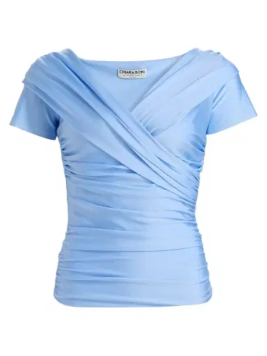 Chiara Boni La Petite Robe Women's Manju Draped Short-Sleeve Top | Thumbnail 1 Chiara Boni La Petite Robe Women's Manju Draped Short-Sleeve Top | Thumbnail 1