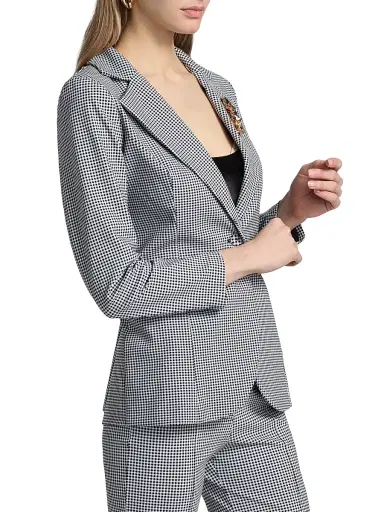 Chiara Boni La Petite Robe Women's Lua Gingham Print Blazer | Thumbnail 4 Chiara Boni La Petite Robe Women's Lua Gingham Print Blazer | Thumbnail 4
