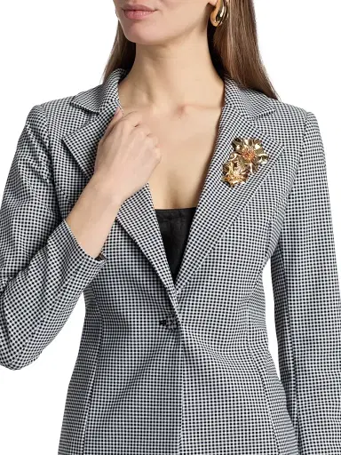 Chiara Boni La Petite Robe Women's Lua Gingham Print Blazer | Thumbnail 6 Chiara Boni La Petite Robe Women's Lua Gingham Print Blazer | Thumbnail 6