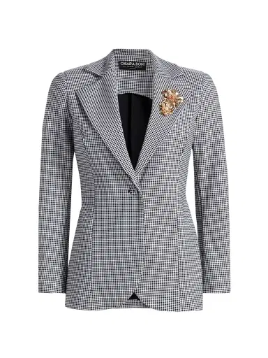 Chiara Boni La Petite Robe Women's Lua Gingham Print Blazer | Thumbnail 1 Chiara Boni La Petite Robe Women's Lua Gingham Print Blazer | Thumbnail 1