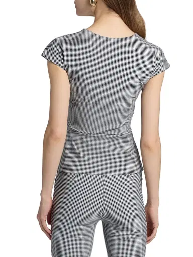 Chiara Boni La Petite Robe Women's Lisai Gingham Print Peplum Top - Brigitte Black | Thumbnail 5 Chiara Boni La Petite Robe Women's Lisai Gingham Print Peplum Top - Brigitte Black | Thumbnail 5