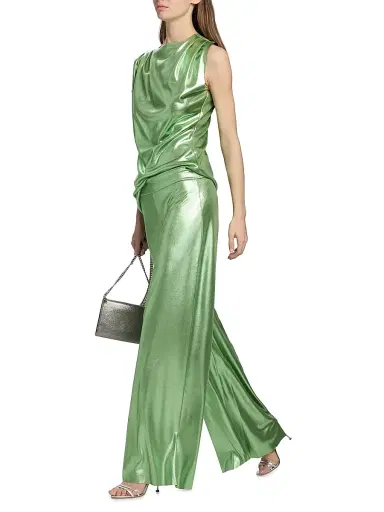 Chiara Boni La Petite Robe Women's Teruo Metallic Draped One-Sleeve Top | Thumbnail 2 Chiara Boni La Petite Robe Women's Teruo Metallic Draped One-Sleeve Top | Thumbnail 2
