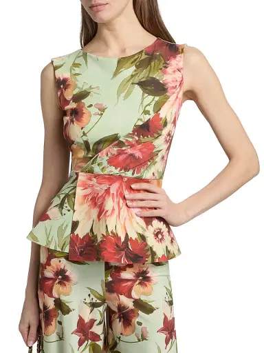 Chiara Boni La Petite Robe Women's Oliwia Floral Peplum Top | Thumbnail 3 Chiara Boni La Petite Robe Women's Oliwia Floral Peplum Top | Thumbnail 3