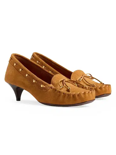 Khaite Women's Milly 45MM Suede Moccasin-Style Pumps - Caramel | Thumbnail 2 Khaite Women's Milly 45MM Suede Moccasin-Style Pumps - Caramel | Thumbnail 2