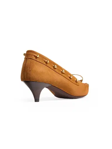 Khaite Women's Milly 45MM Suede Moccasin-Style Pumps - Caramel | Thumbnail 3 Khaite Women's Milly 45MM Suede Moccasin-Style Pumps - Caramel | Thumbnail 3
